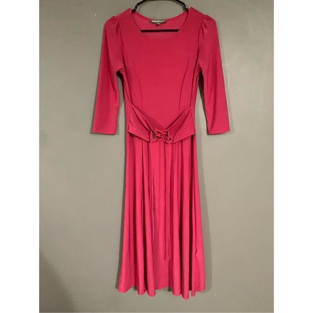 Kate & Mallory Pink Long Sleeve Corset Waist Long Dress Size Small